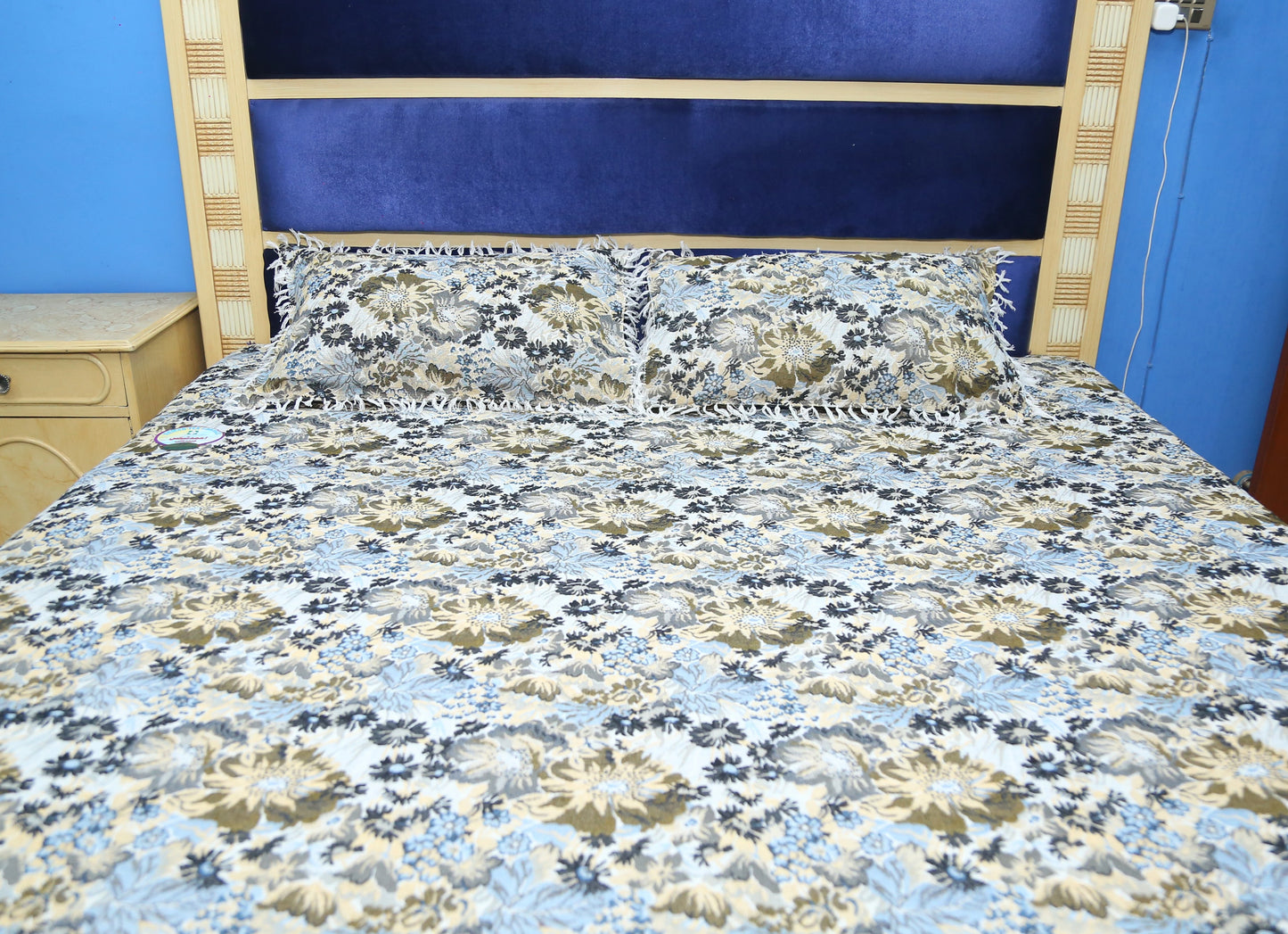 Blue Blossom Multani Bedsheet